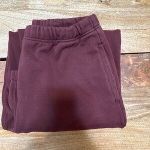 SKIMS Cotton Fleece Straight Leg Pant in Oxblood